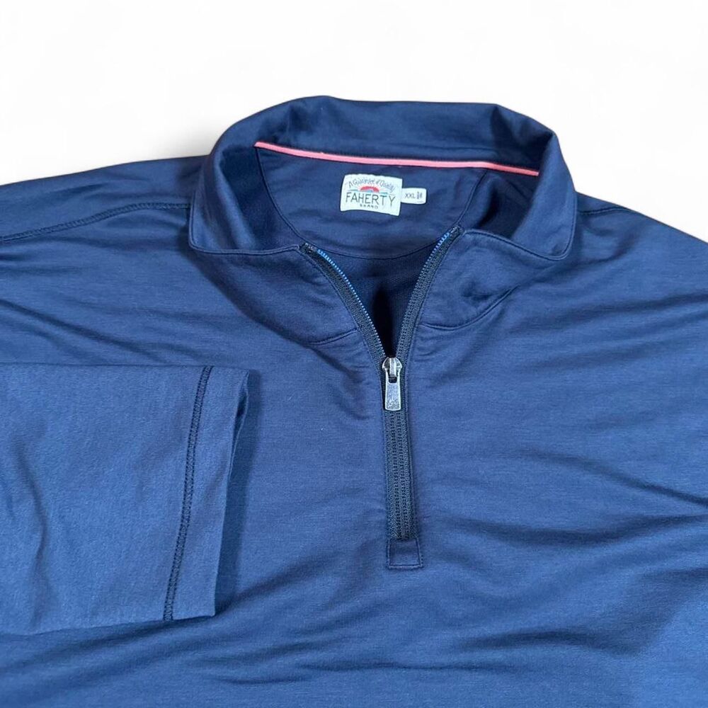 Faherty Movement Quarter Zip Navy Blue Pullover Men's XXL Stretch Athletic
